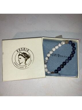 Women's VOSRIO White & Blue Beaded Bracelet One Size
